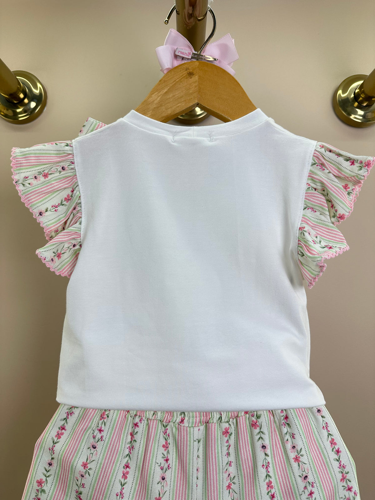 Conjunto Infantil Blusa Ursinha Laço Lateral e Shorts Linho - Petit Cherie