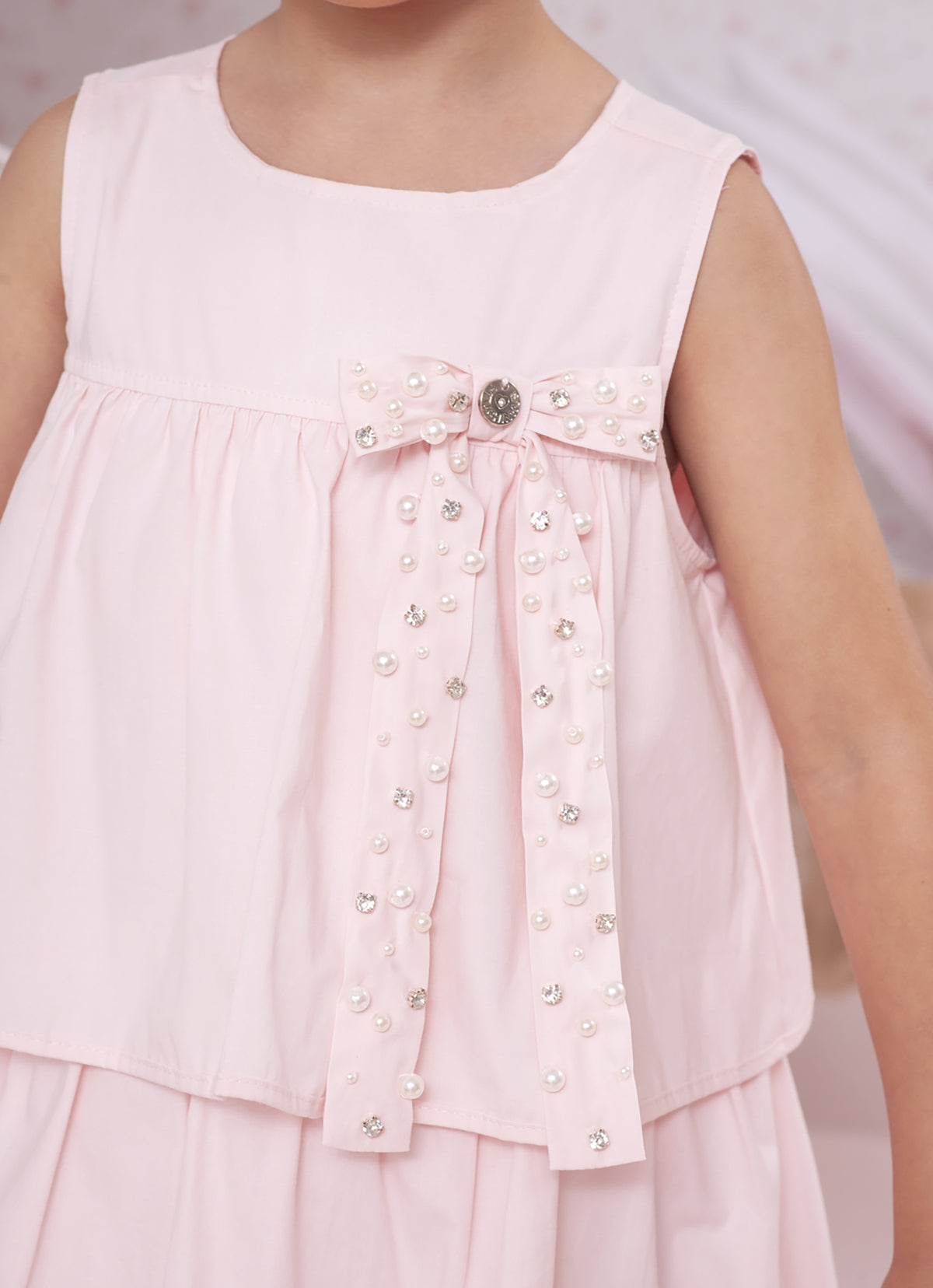 Vestido Infantil Tricoline Babados Laço - Pituchinhus