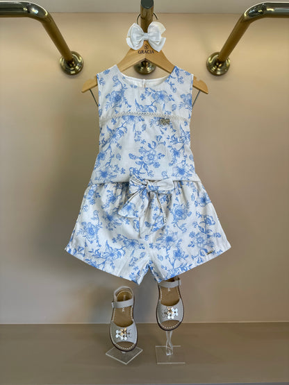 Conjunto Infantil Blusa e Short Tricoline Flamê - Charpey