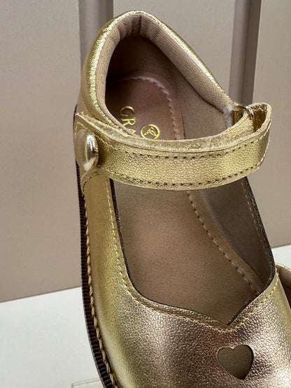 Sapato Infantil Couro Estela Dourado - Gracia