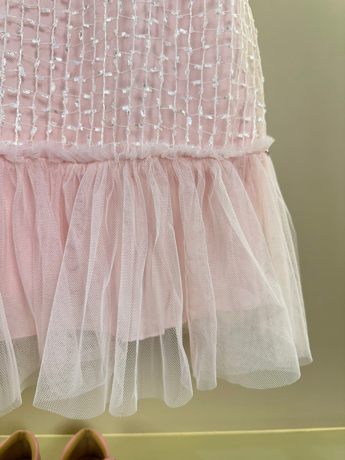 Vestido Infantil Texturizado Em Tule Rosa - Petit Cherie