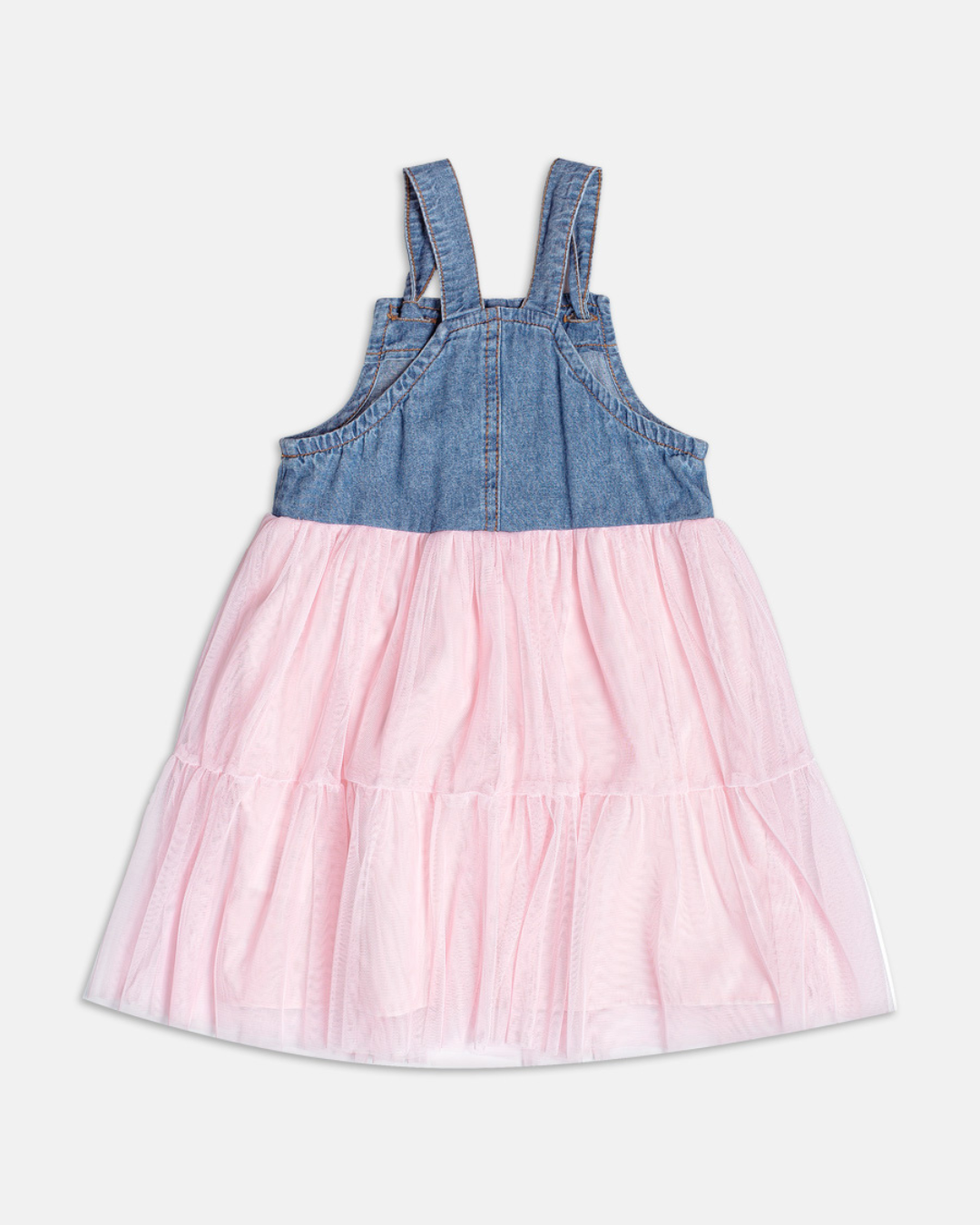Vestido Infantil Jeans com Tule Rosa Hello Kitty - Momi