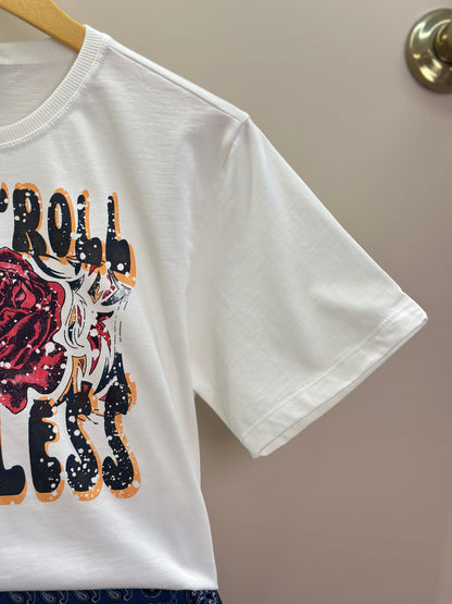 Conjunto Teen Camiseta Over e Saia Balonê Paisley Jeans - Two In
