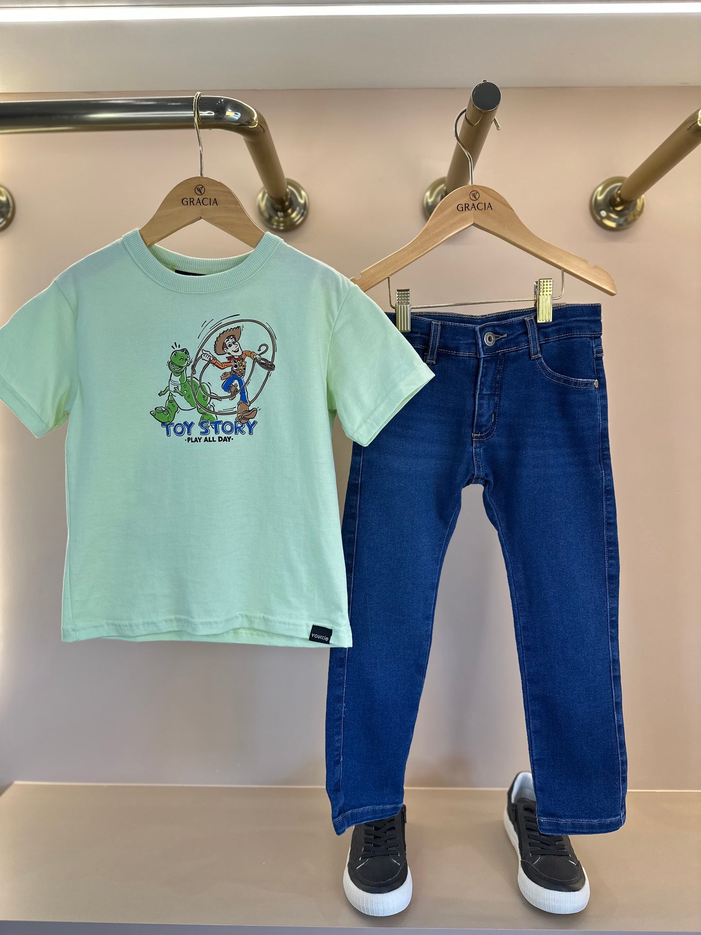Conjunto Infantil T-shirt Algodão Toy Story e Calça Jeans Blue - Youccie
