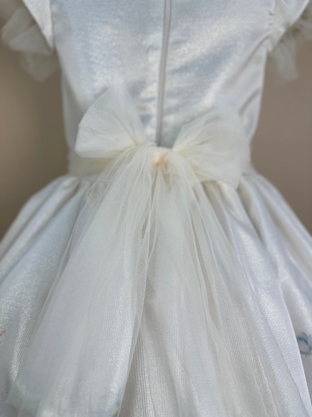 Vestido Infantil Festa Jacquard  Com Tule e Pérolas - Petit Cherie
