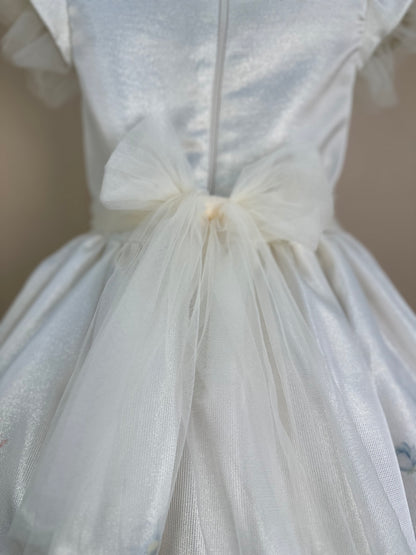 Vestido Infantil Festa Jacquard  Com Tule e Pérolas - Petit Cherie