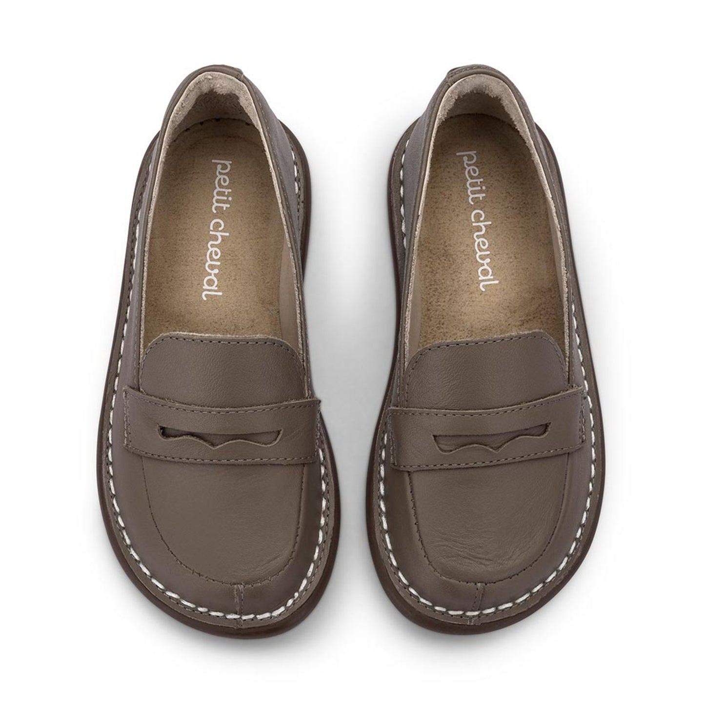 Mocassim Infantil Couro Moca Grigio - Petit Cheval
