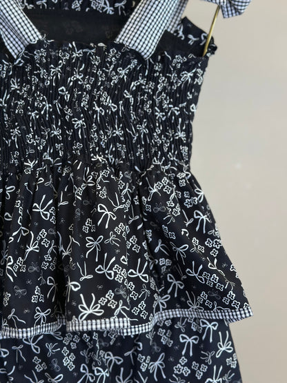 Conjunto Infantil Blusa Algodão Floral Babados e Calça Reta Floral e Laços - Pituchinhus