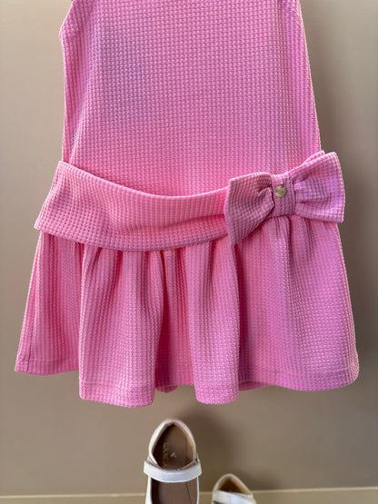 Vestido Infantil Jumper Detalhe Pala e Laço Rosa - Beabá