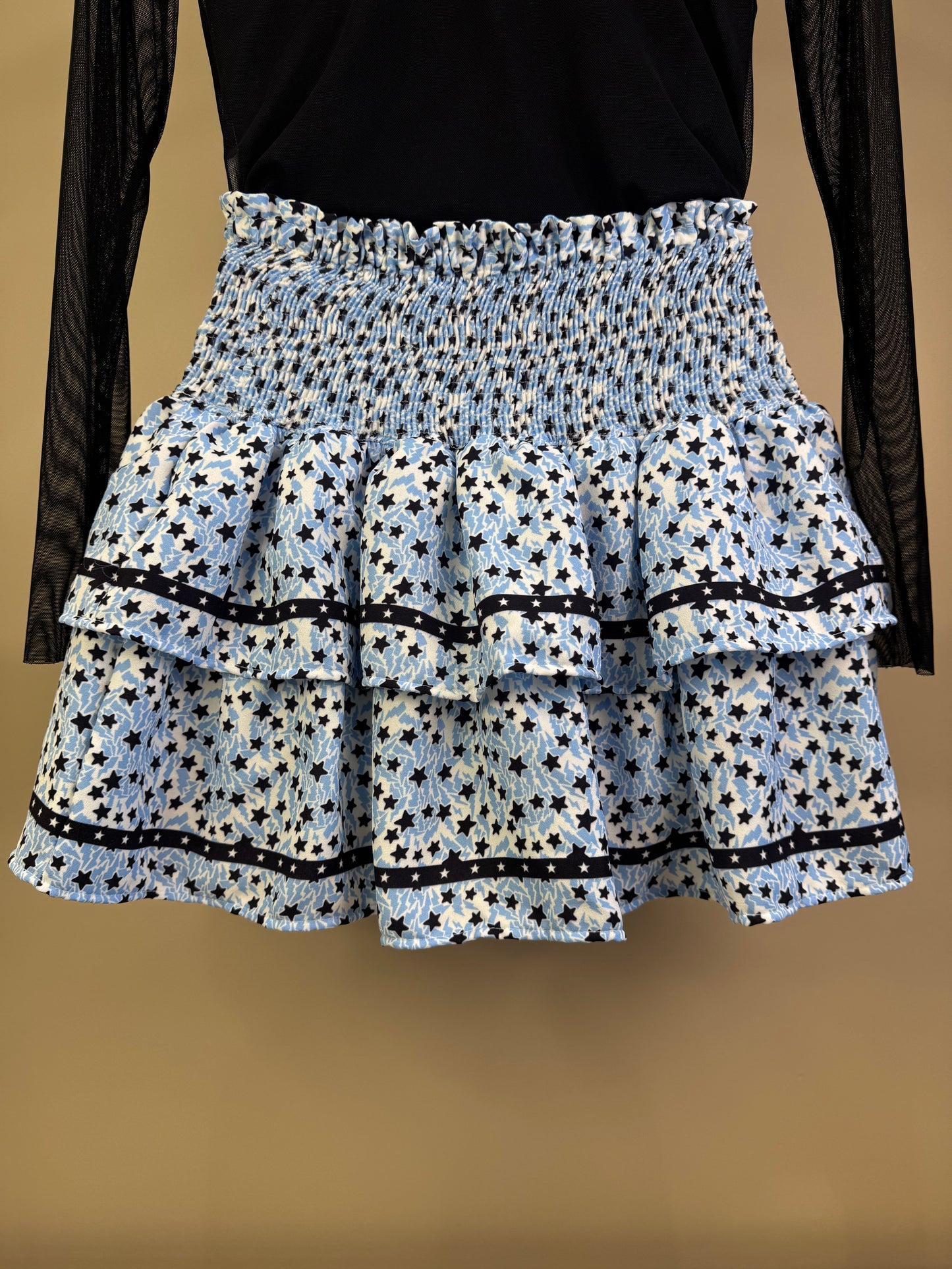 Conjunto Teen Blusa Tule e Saia-shorts Babados no Crepe Estrelas - Two In