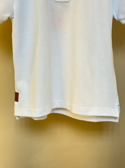 Polo Infantil Piquet Gola Tricoline Xadrez Branca - Um Mais Um