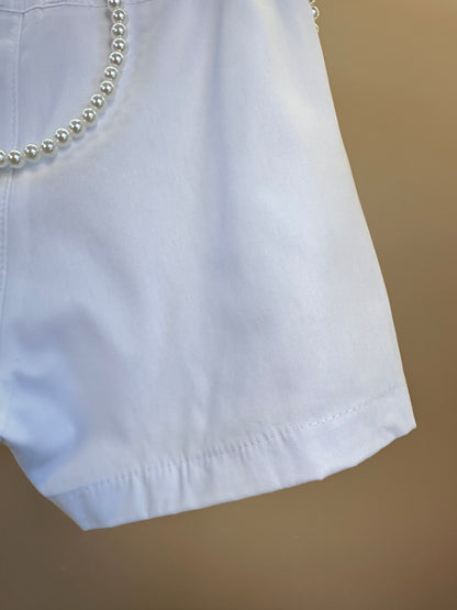 Shorts Saia Infantil Pregas Em Tricoline Com Acessório de Urso - Luluzinha