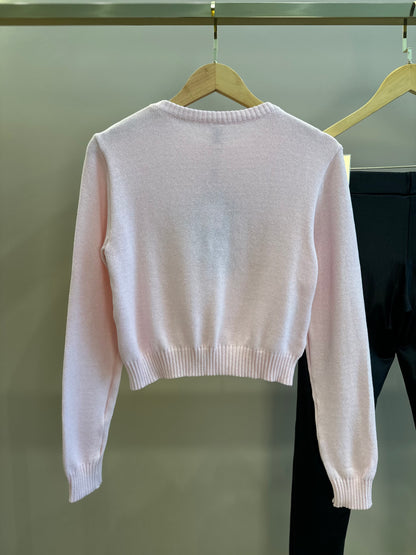 Conjunto Teen Blusa Suéter Tricot Dog Tennista E Calça Legging Cirrê com Bolsos Rosa  - Two In
