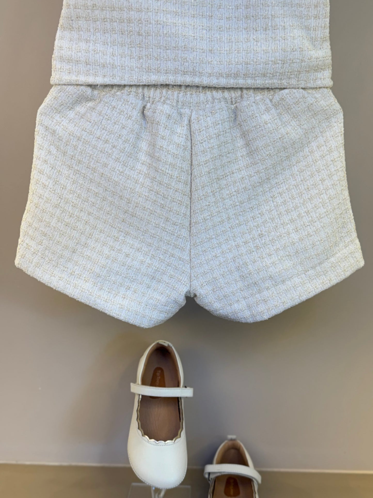 Conjunto Infantil Colete e Shorts Tweed Off White - Animê