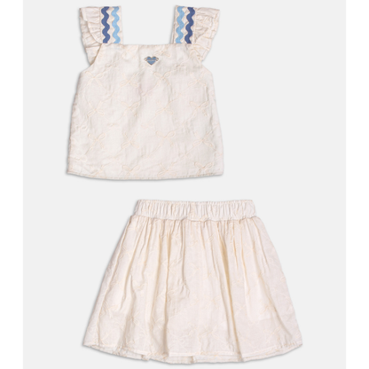 Conjunto Infantil Blusa e Saia Gelo Sianinha Azul - Momi PRÉ-VENDA