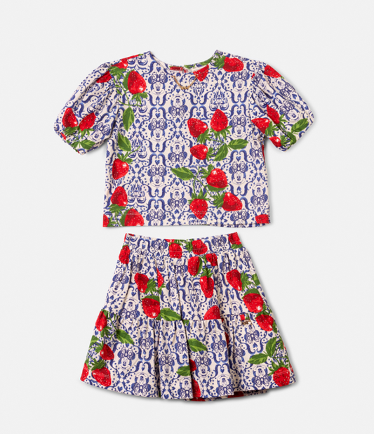 Conjunto Infantil Blusa e Saia Minnie Morango - Animê