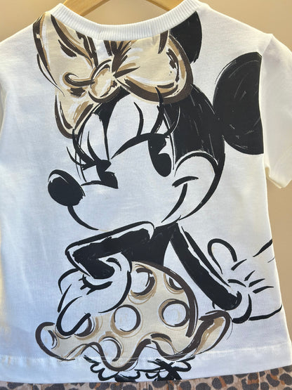 Conjunto Infantil Blusa Minnie Lacinho e Shorts Sarja Animal Print - Animê