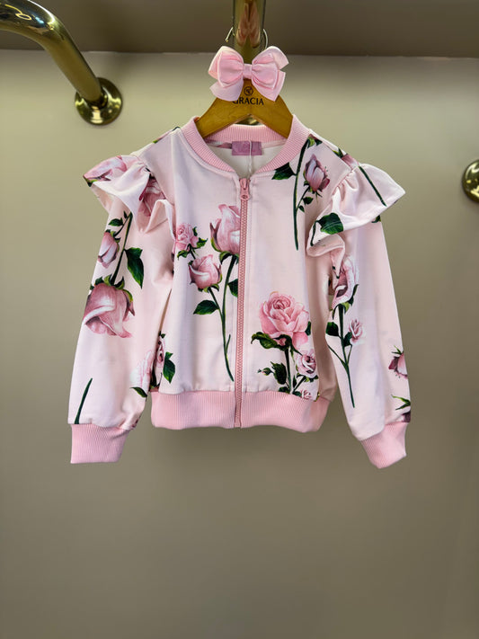Casaco Infantil de Moletom Floral - Luluzinha