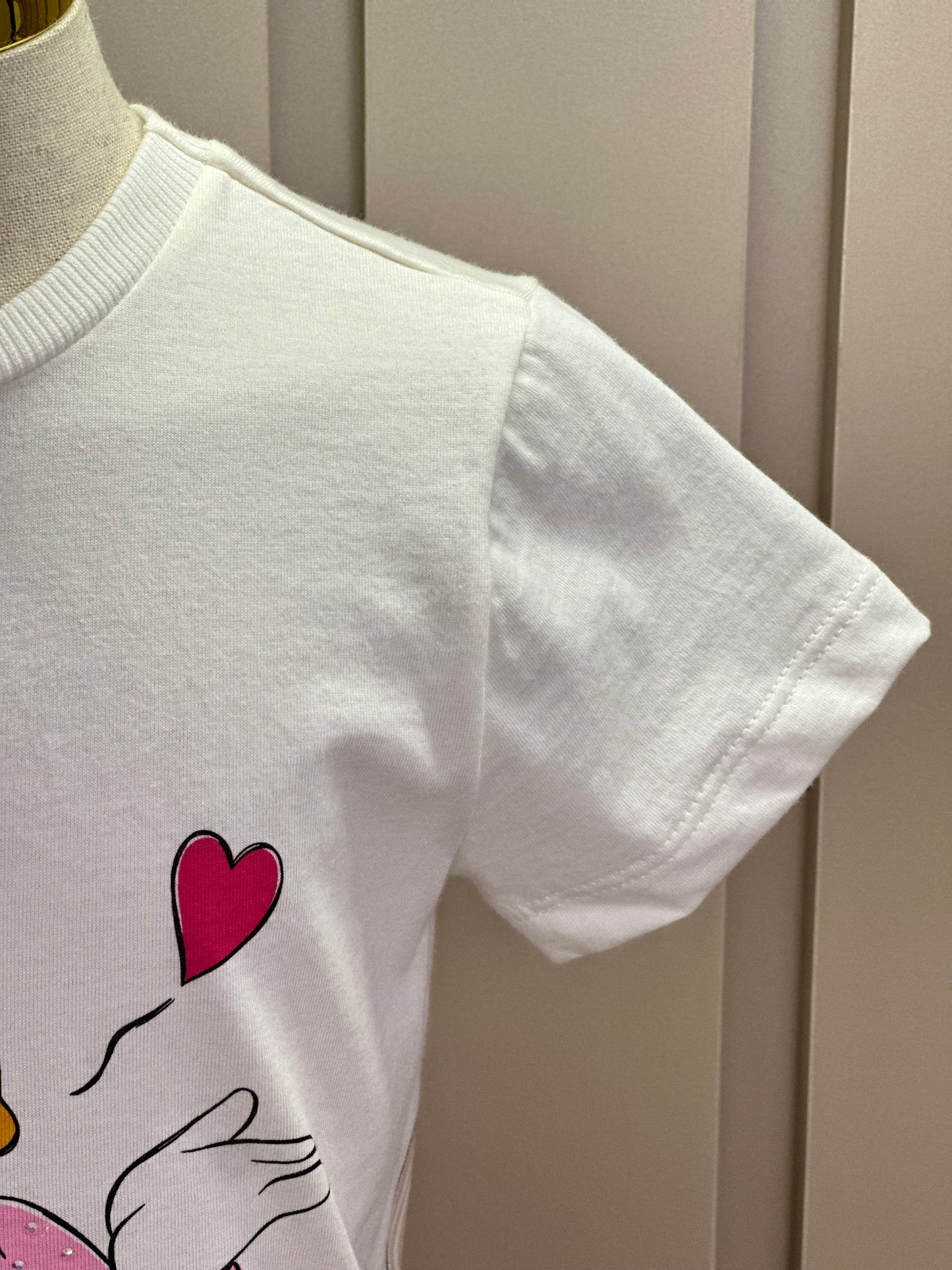 Conjunto Infantil Blusa Daisy  Lenço Coração e Legging  Rosa - Momi