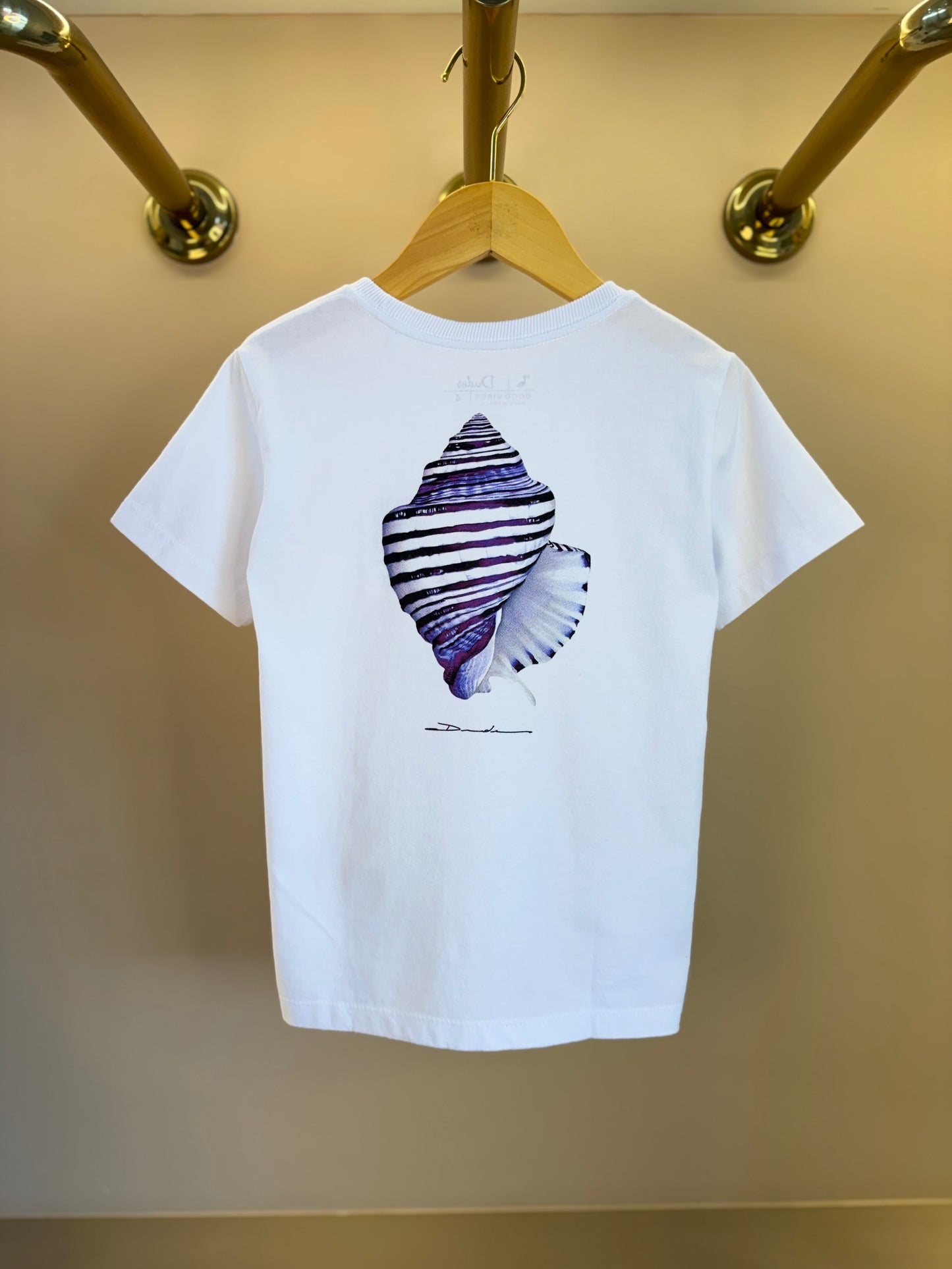 Camiseta Infantil Algodão Concha do Mar Branca - Dudes