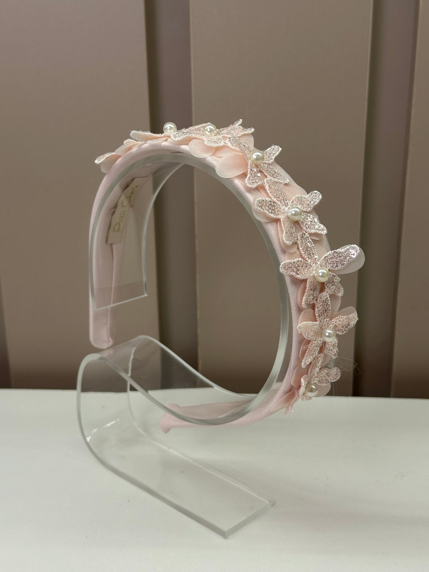 Tiara Infantil Flores 3D Rosa - Petit Cherie
