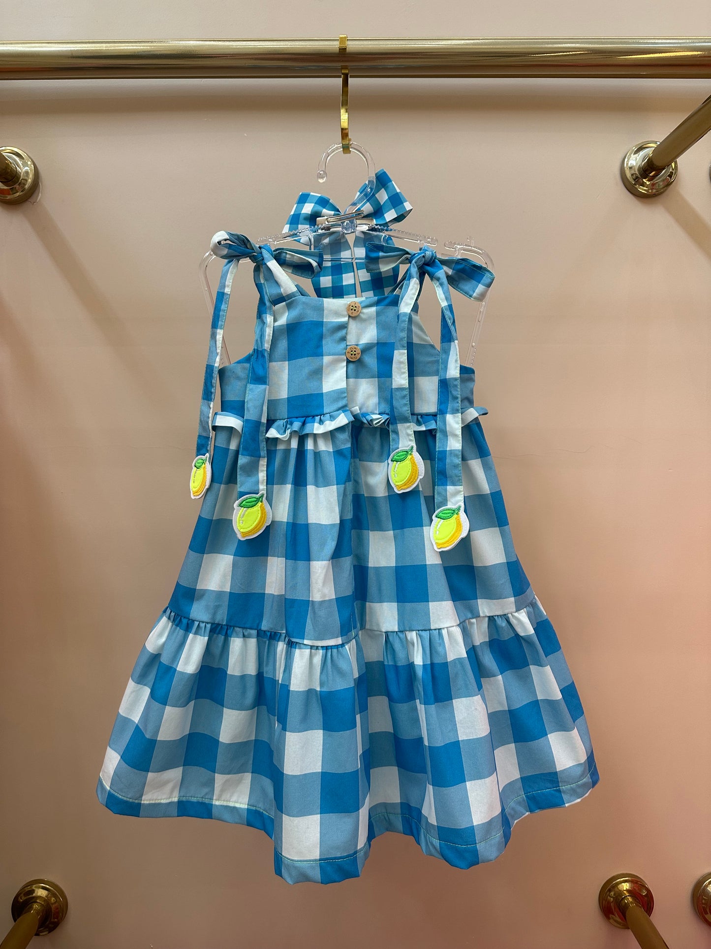Vestido Infantil Lívia Est. Vichy Limão - Siri Kids