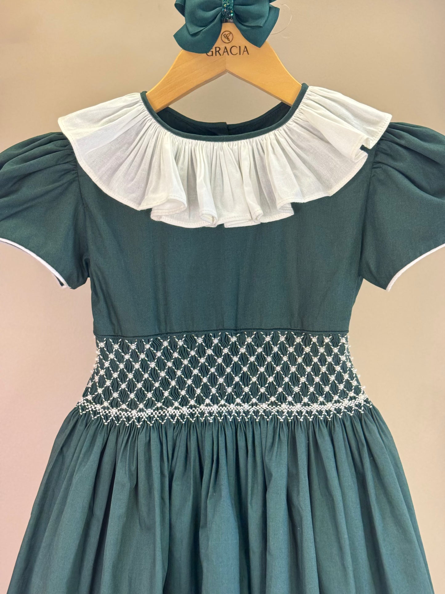 Vestido Infantil Clássico Algodão Amelie Verde - Gracia