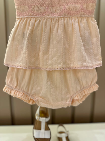 Conjunto Bebê Bata Golinha Bordados e Calcinha - Petit Cherie