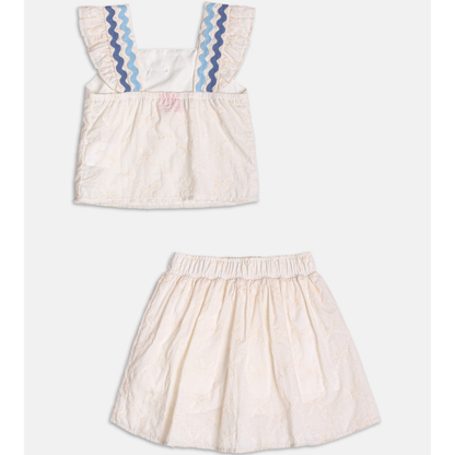 Conjunto Infantil Blusa e Saia Gelo Sianinha Azul - Momi PRÉ-VENDA