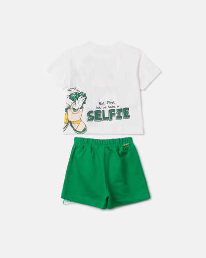 Conjunto Infantil Blusa Minnie & Daisy e Shorts Laço Estampado - Animê