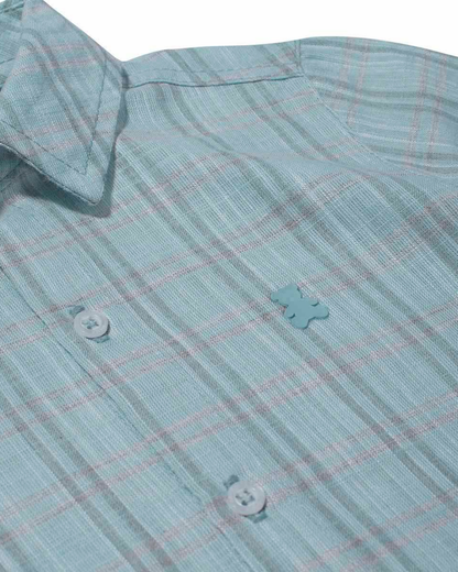 Camisa-Body Bebê Algodão Xadrez ML Azul - Dame