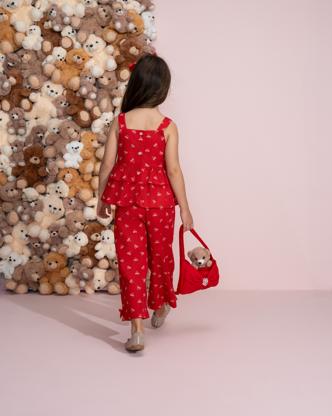 Conjunto Infantil Blusa Babados Lacinhos e Calça Pantacourt Lacinhos - Pituchinhus