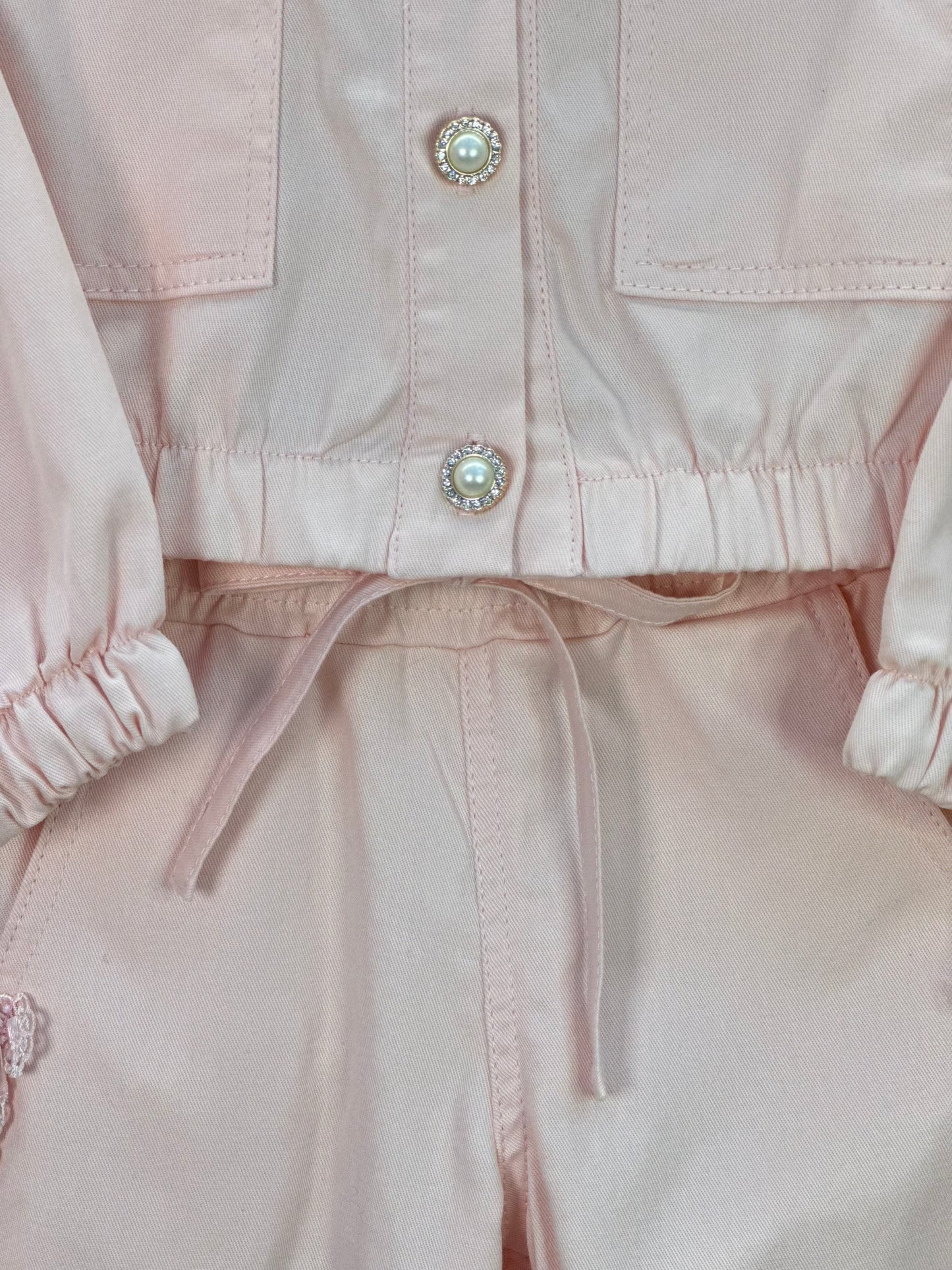 Conjunto Infantil Jaqueta Bomber e Calça Jogger Sarja Rosa - Gabriela Aquarela