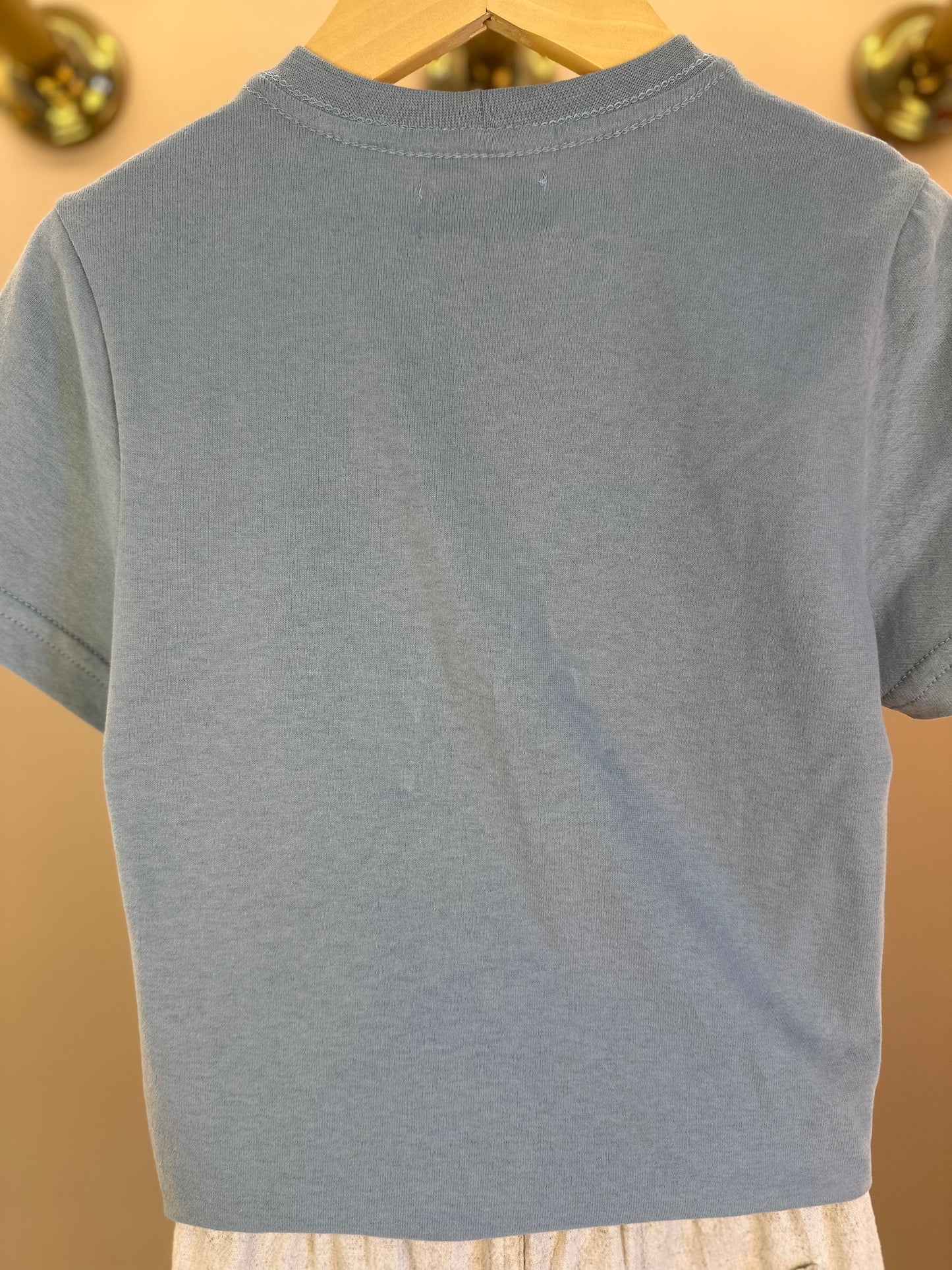 Conjunto Infantil Camiseta Algodão Teddy Conversível Malibu e Bermuda Linho Elastano Bege - Dame