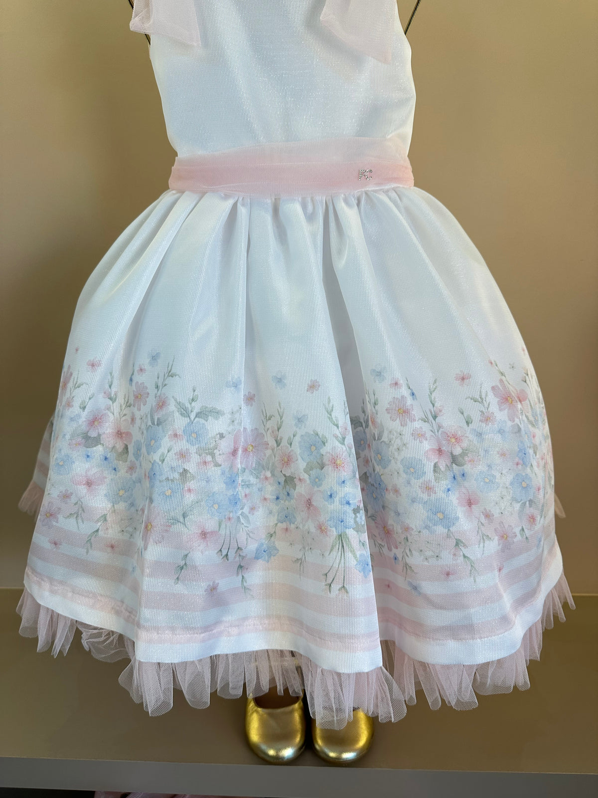 Vestido Infantil Floral com Laços nos Ombros - Petit Cherie