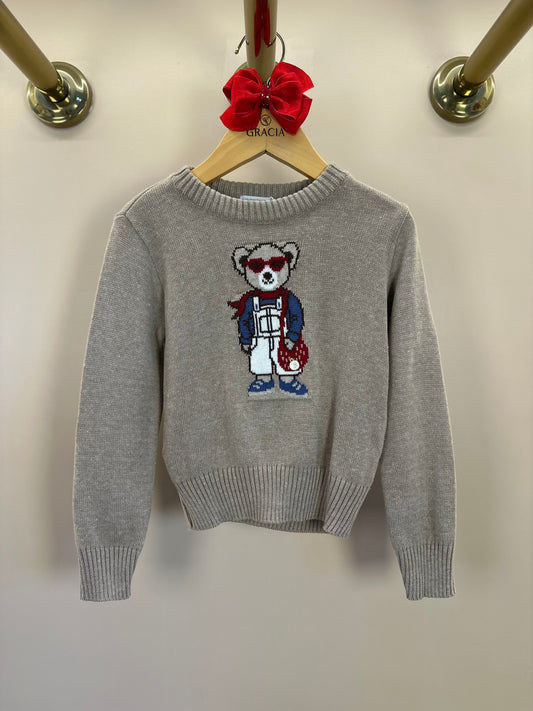 Blusa Infantil Tricot Ursinho Bege - Um Mais Um