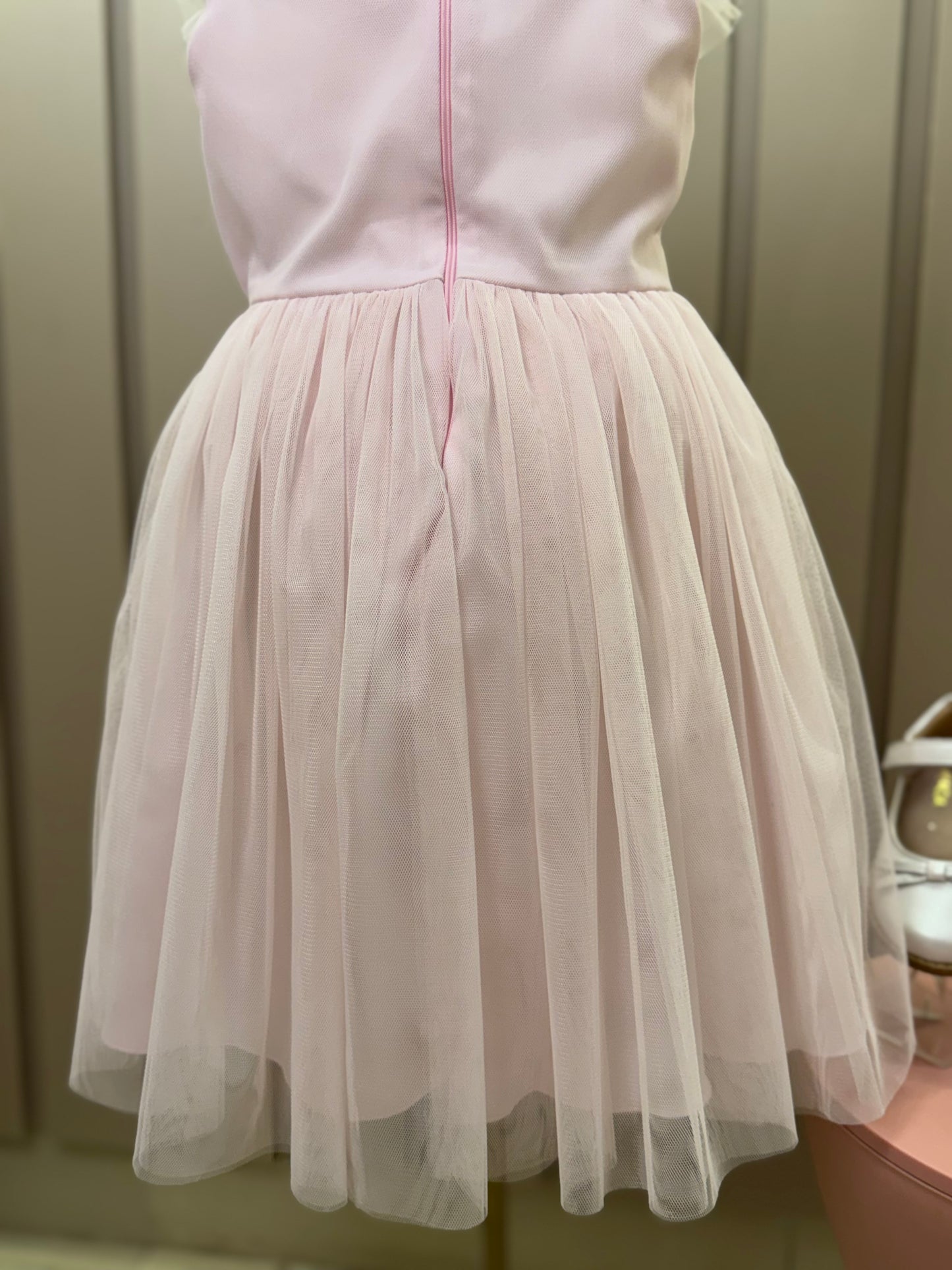 Vestido Infantil Festa Tule Poly Mesh Pérolas e Lacinho Aplicado Rosa - Petit Cherie