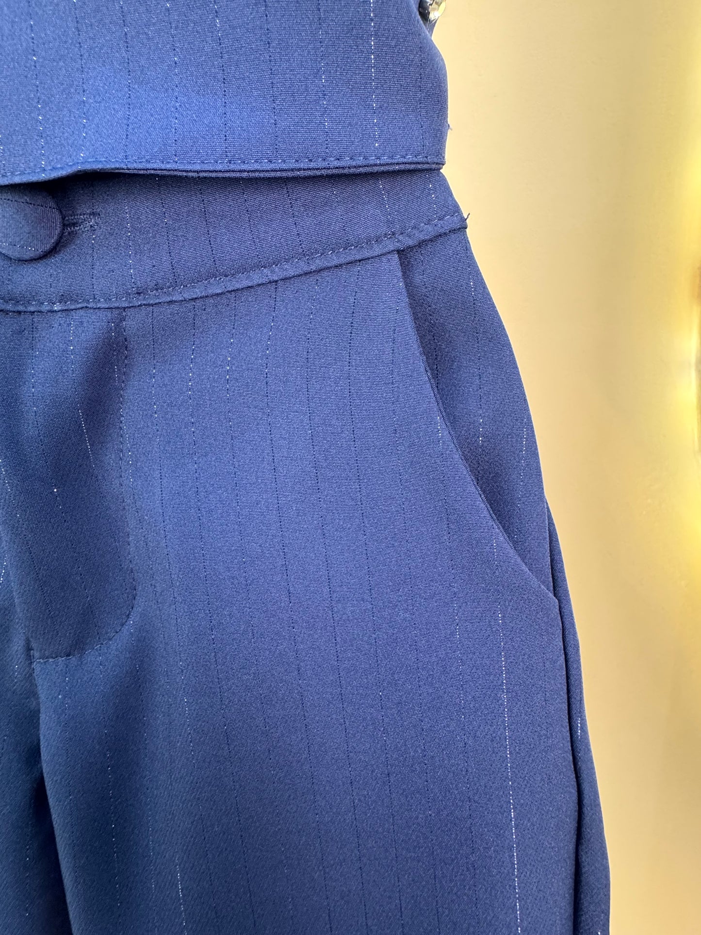 Conjunto Infantil Alfaiataria Blusa com Strass e Calça Risca de Giz - Luluzinha