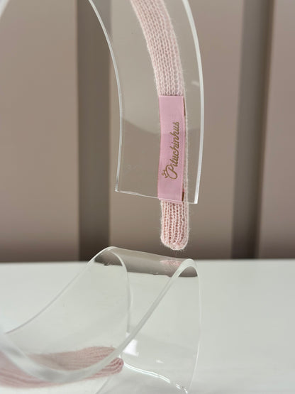 Arquinho Infantil Tricot Pompom Rosa Mel - Pituchinhus