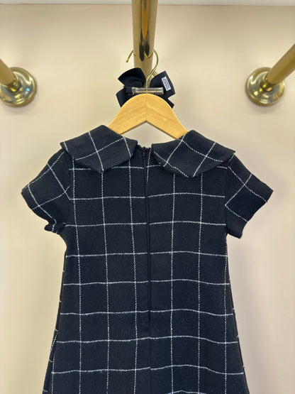 Vestido Infantil Trapézio Botões Xadrez Preto - Luluzinha