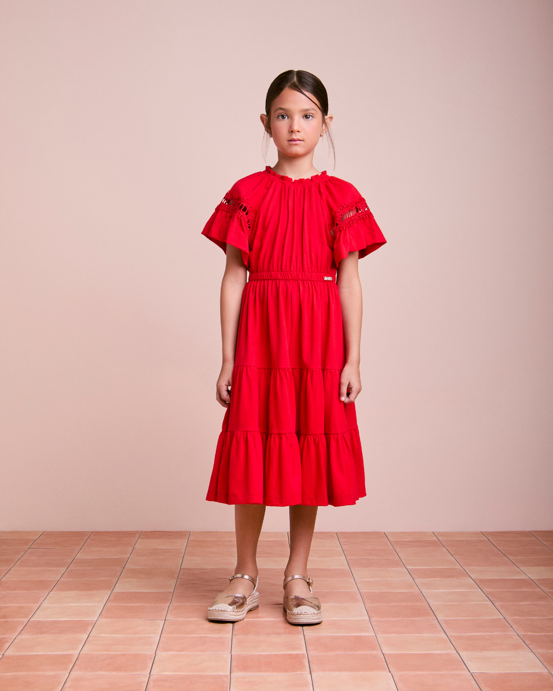 Vestido Infantil Vermelho Preppy - Animê