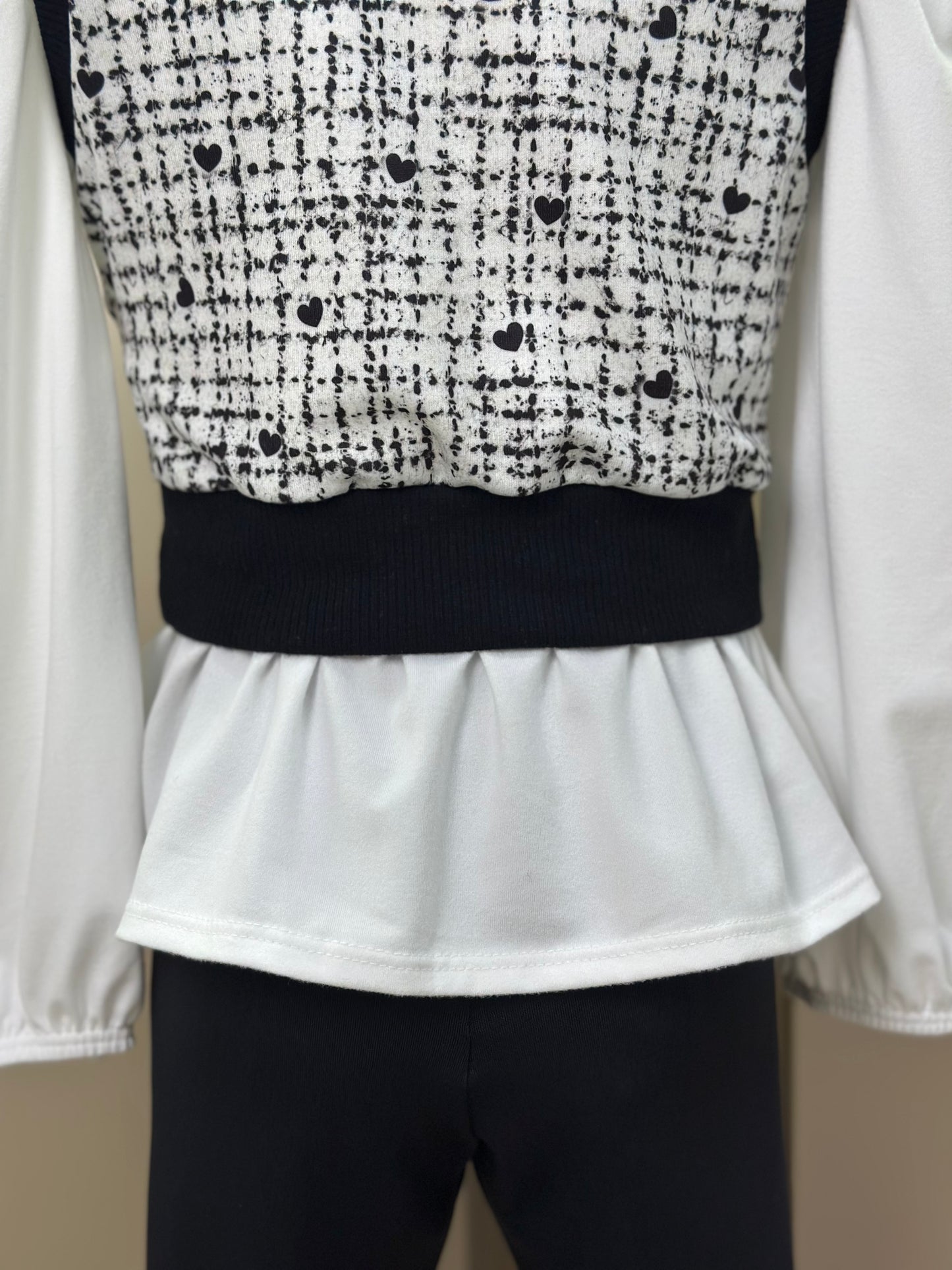 Conjunto Infantil Trio Blusa Comfy, Colete Tweed Molecotton e Legging Fly Tech Preta  - Infanti