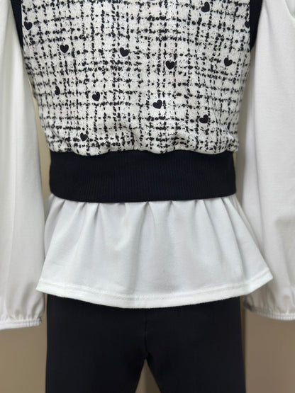 Conjunto Infantil Trio Blusa Comfy, Colete Tweed Molecotton e Legging Fly Tech Preta  - Infanti