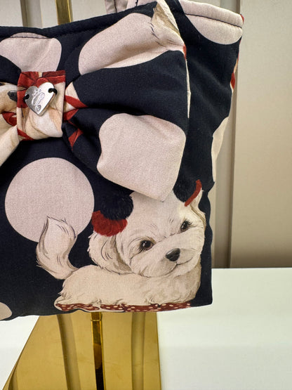 Bolsa Infantil Puffer Cachorrinhos & Lacinhos Preto - Pituchinhus