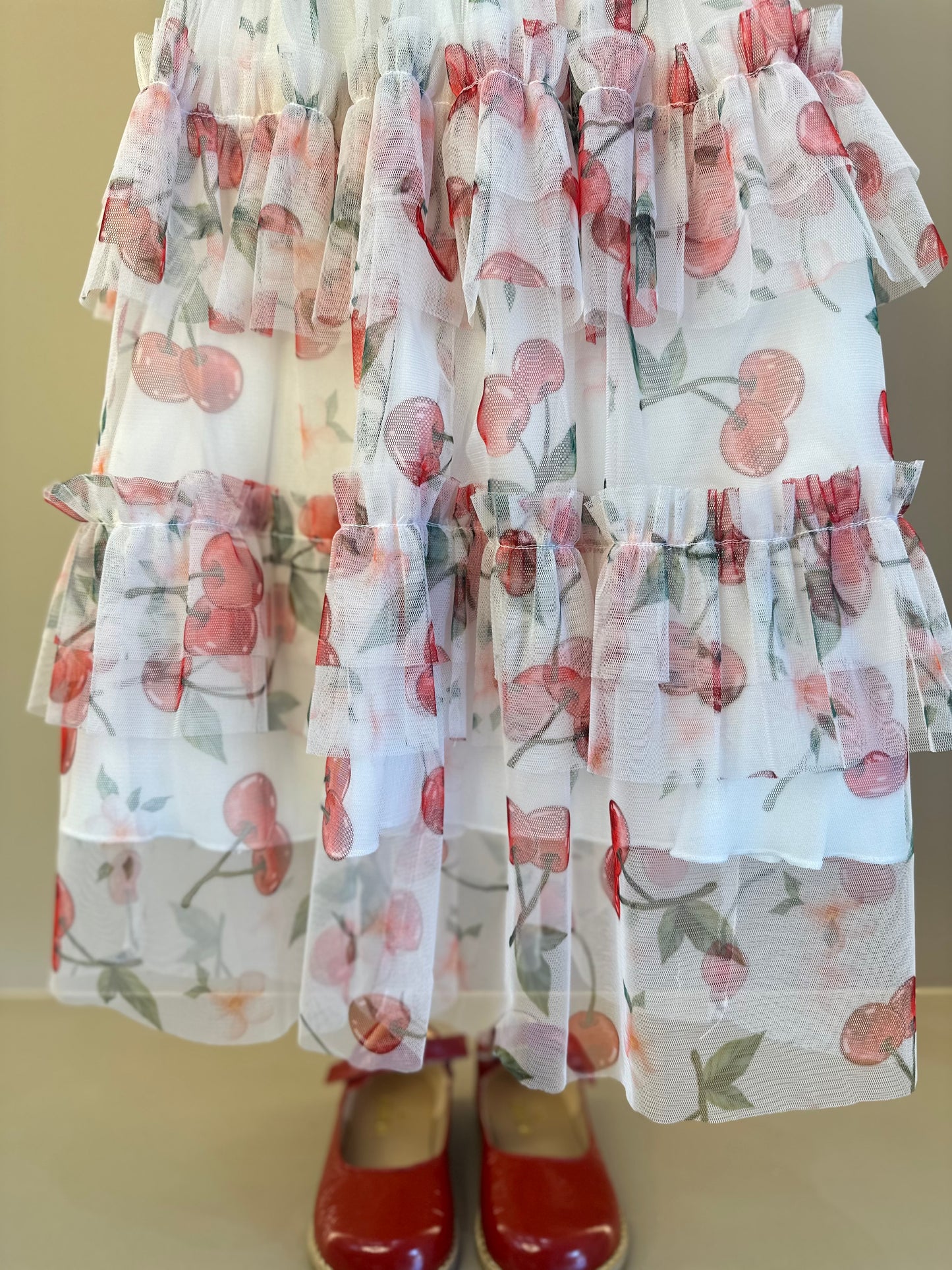 Vestido Infantil Rodado Tule Cerejinha - Luluzinha