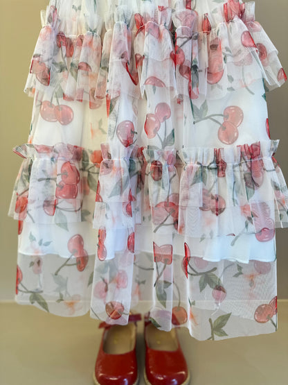 Vestido Infantil Rodado Tule Cerejinha - Luluzinha