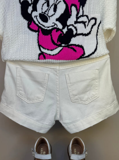 Conjunto Infantil Blusa Tricot Minnie Tennista e Shorts Sarja Off White - Animê