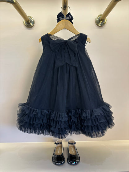 Vestido Infantil Tule Babado Bordado Barra Preto - Animê