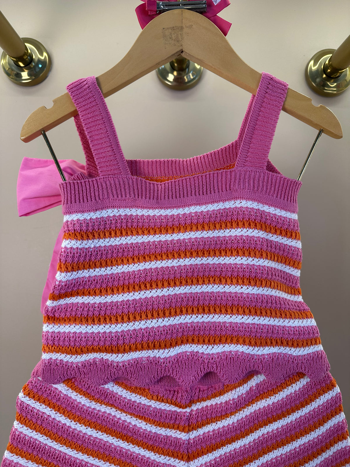 Conjunto Infantil Em Tricoline Listrado Blusa Laço Maxxi e Shorts Barra Andulada - Animê