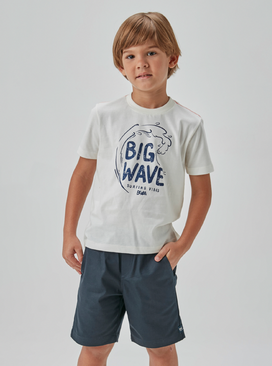 Conjunto Infantil Camiseta Algodão Big Wave e Shorts Azul - Beabá PRÉ-VENDA